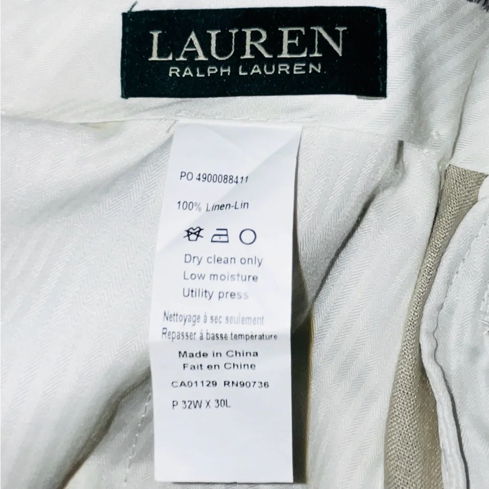 Lauren Ralph Lauren Men's Khaki Linen Blend Chinos - Light Beige